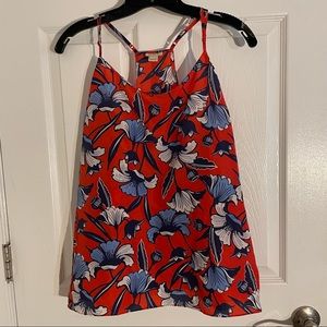 J Crew red floral blouse